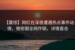 【震惊】网红在深夜遭遇热点事件动情，微密圈全网炸锅，详情直击