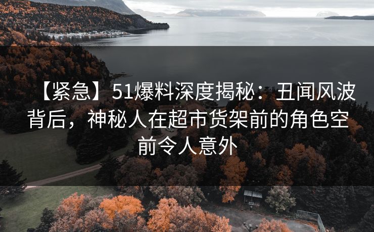 【紧急】51爆料深度揭秘：丑闻风波背后，神秘人在超市货架前的角色空前令人意外