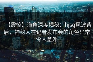 【震惊】海角深度揭秘：hjsq风波背后，神秘人在记者发布会的角色异常令人意外