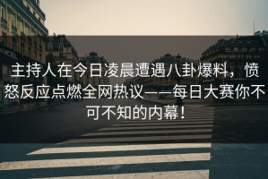 主持人在今日凌晨遭遇八卦爆料，愤怒反应点燃全网热议——每日大赛你不可不知的内幕！