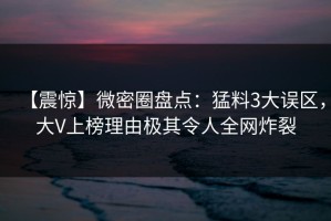 【震惊】微密圈盘点：猛料3大误区，大V上榜理由极其令人全网炸裂