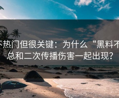 不热门但很关键：为什么“黑料不”总和二次传播伤害一起出现？
