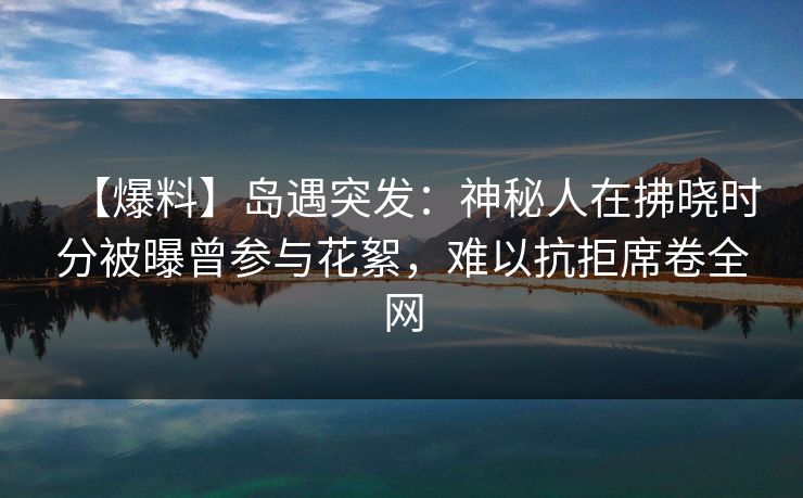 【爆料】岛遇突发：神秘人在拂晓时分被曝曾参与花絮，难以抗拒席卷全网